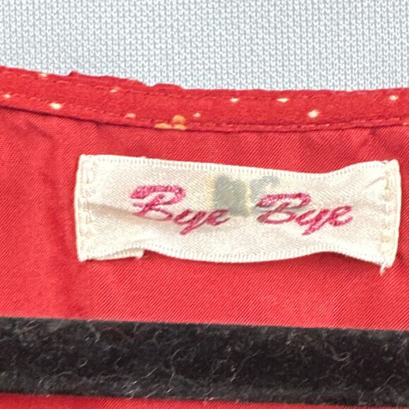 Bye Bye Y2k Mini Dress M Puff Sleeve Pleated Ditsy Floral Red Boho Fairy Cottage - Picture 9 of 16